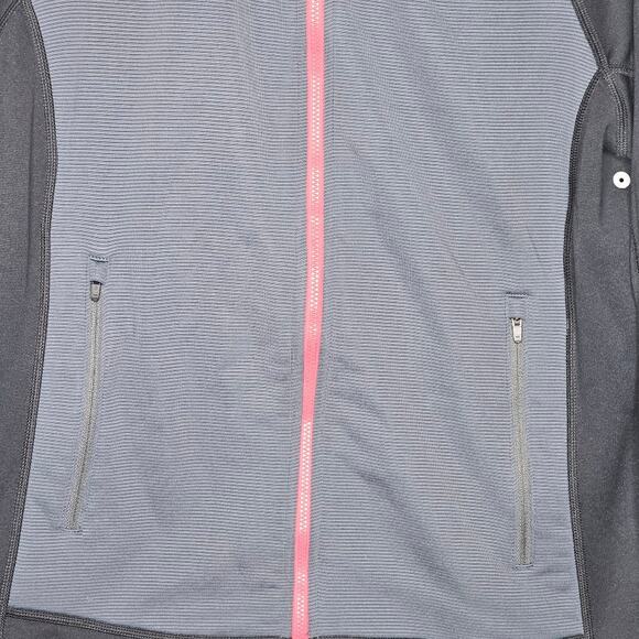 L.L. Bean Hooded full zip sweater black and gray color block pink zip Size M - Picture 2 of 9